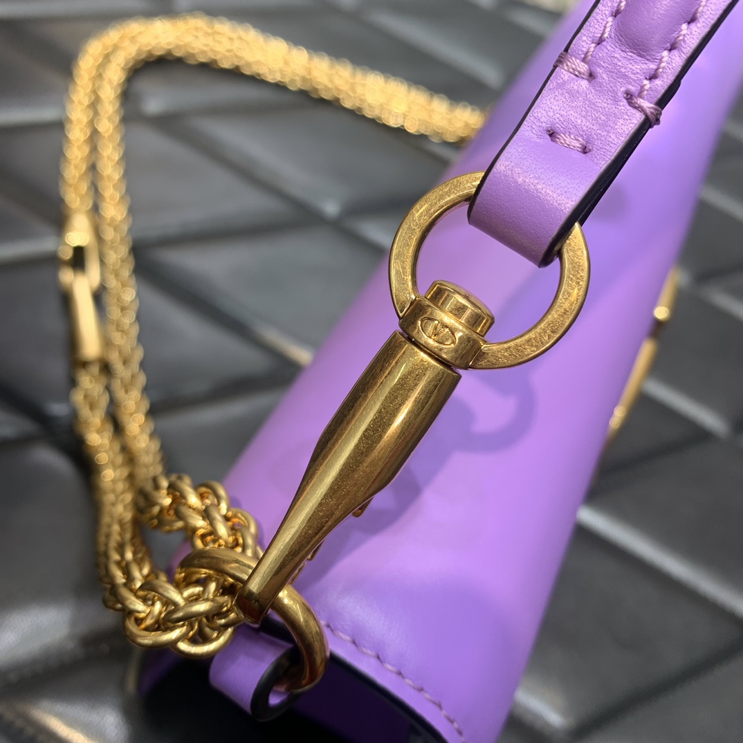 Valentino Garavani Loco Shoulder Bag in Lavender Calfskin Leather